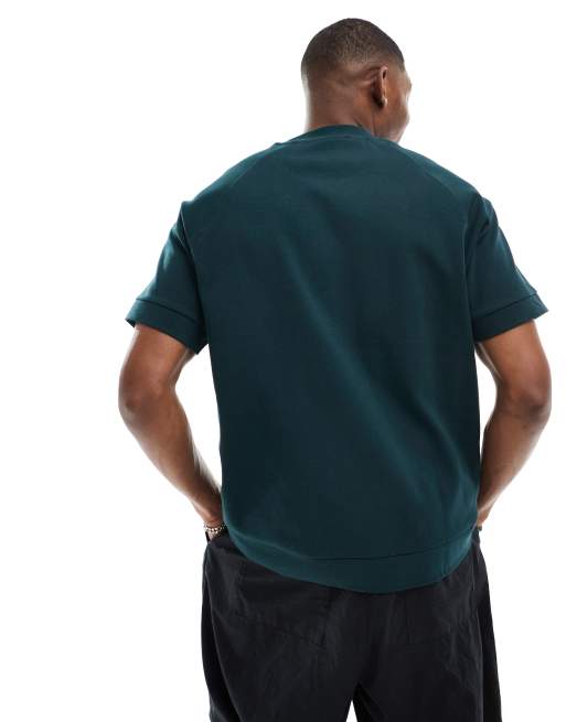 Bershka – Hochwertiges, kastiges T-Shirt in Flaschengrün, 3 von 4