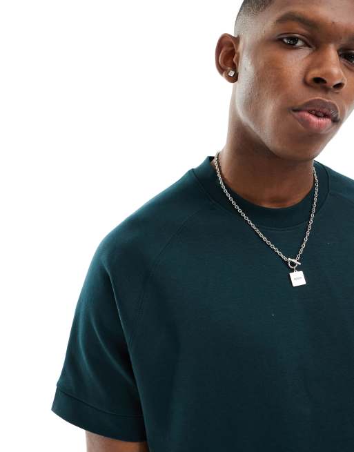 Bershka – Hochwertiges, kastiges T-Shirt in Flaschengrün, 4 von 4