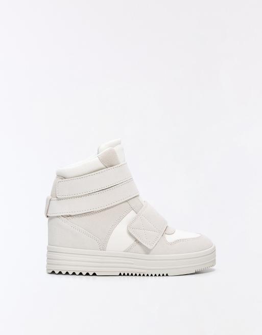 Bershka hoge sneakers met verborgen sleehak in wit, 2 van 6