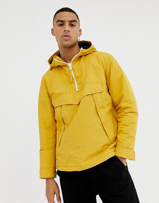 Bershka Hooded Jacket In Yellow With Half Zip And Side Zips | ASOS