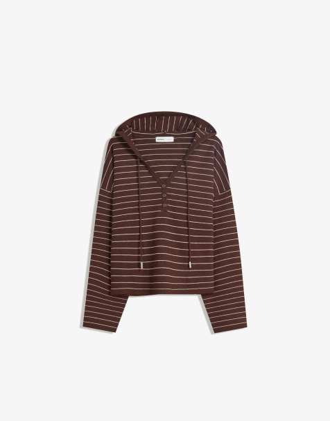 Bershka Hooded jumper in brown - view 1