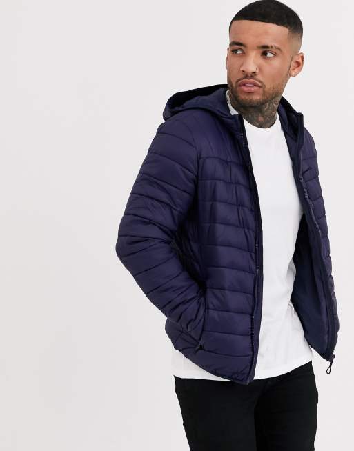 Hooded puffer jacket - navy