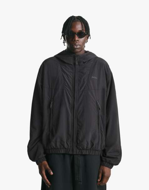 Bershka Hooded technical jacket in black - view 1
