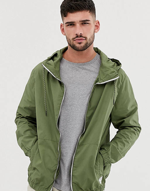 Bershka hooded windbreaker jacket in green | ASOS