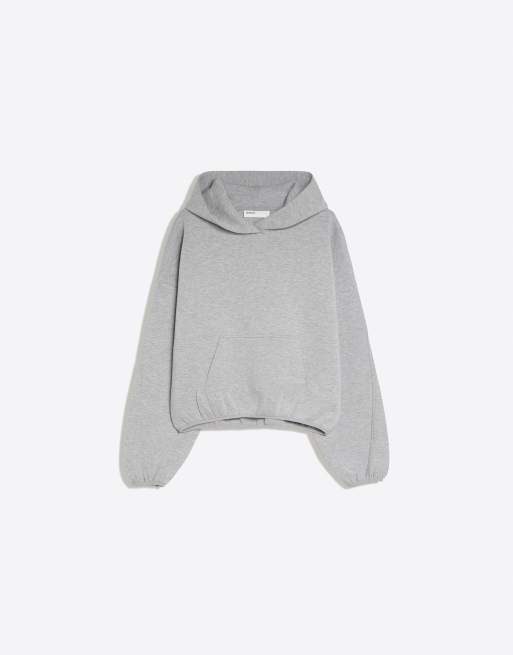 Bershka Hoodie aus Stoff in Hellgrau, 5 von 5