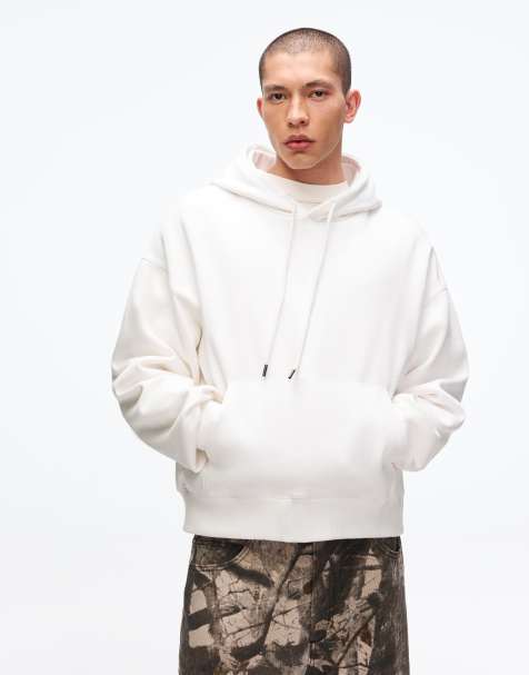 Bershka Hoodie in white