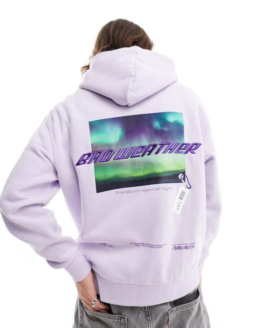 Bershka - Hoodie met grafische print op de achterkant in paars 