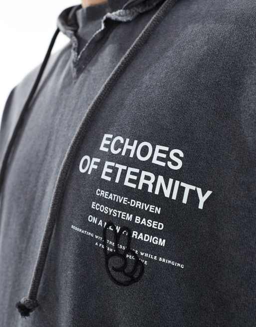 Bershka - Hoodie met onafgewerkte zoom en wassing in grijs, 4 van 4