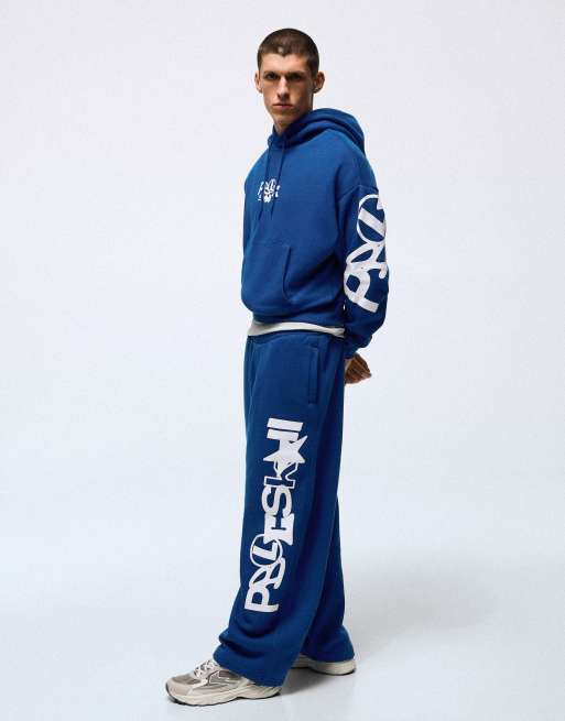 Bershka - Hoodie met print in blauw, 2 van 7