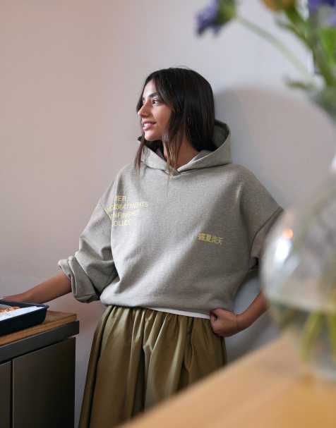 Bershka - Hoodie met print in grijs - view 1