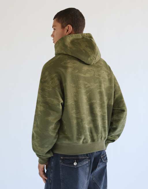 Bershka hoodie met print in kaki, 4 van 6