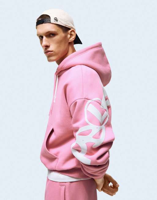 Bershka - Hoodie met print in roze, 4 van 6