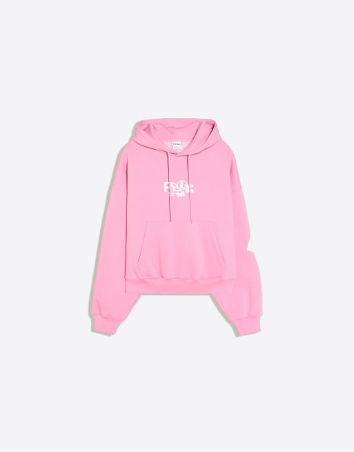 Bershka - Hoodie met print in roze, 5 van 6