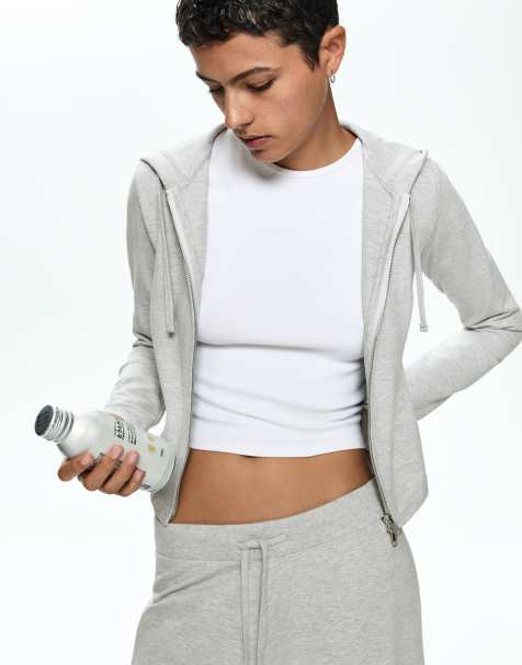 Bershka - Hoodie met rits in grijs - view 1