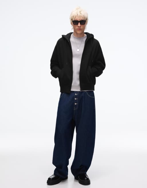 Bershka - Hoodie met rits in zwart, 4 van 4