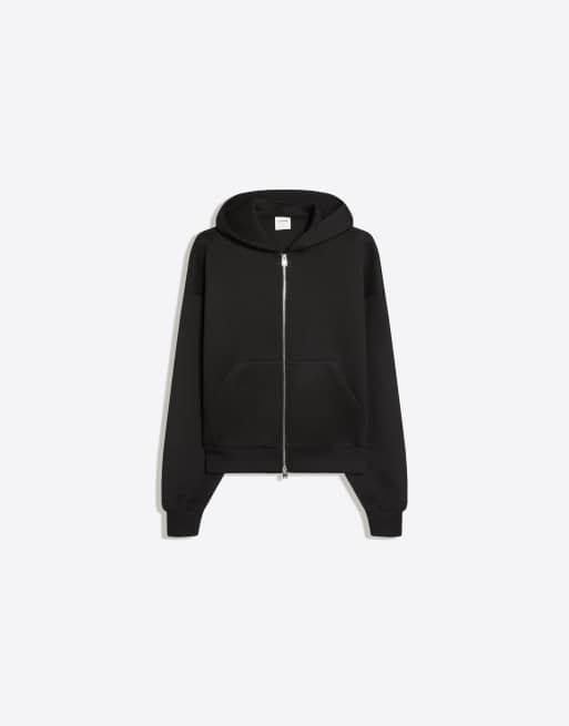 Bershka hoodie met rits in zwart, 5 van 5