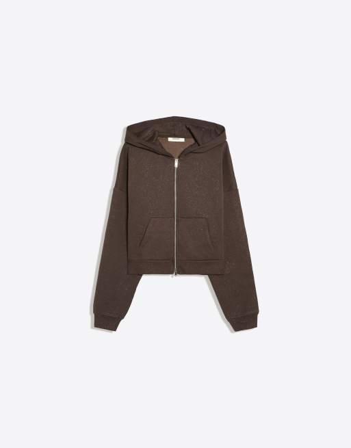 Bershka hoodie met strass in bruin, 5 van 5
