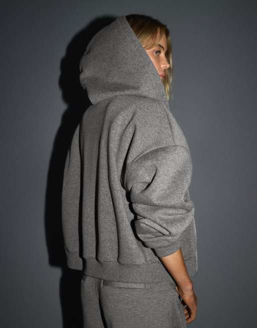 Bershka hoodie met strass in lichtgrijs, 3 van 5