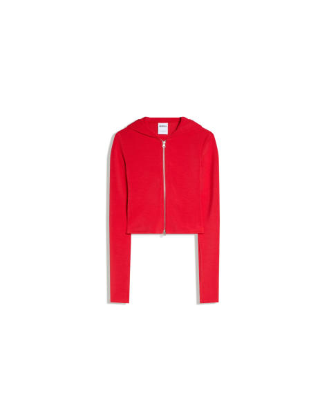 Bershka - Hoodie van modalmix met rits in rood - view 1