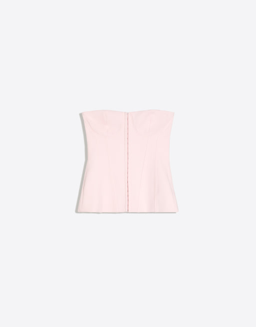 Bershka Hook-fastening corset bandeau top in light pink, 4 of 4