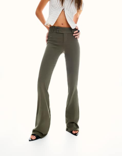 Bershka – Hose aus Bengaline in Grün - view 1