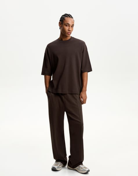 Bershka – Hose in Braun mit weitem Bein - view 1