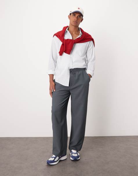 Bershka – Hose in Dunkelgrau mit Struktur - view 1