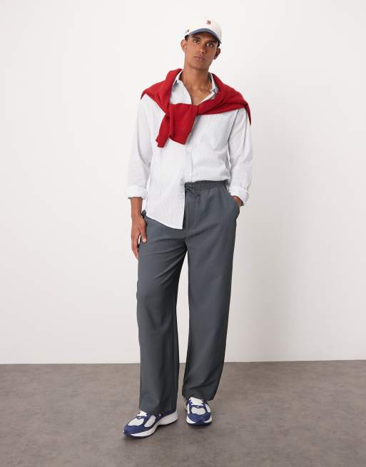 Bershka – Hose in Dunkelgrau mit Struktur