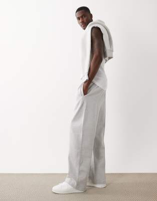 Hose in Hellgrau mit weitem Bein Grau XL
