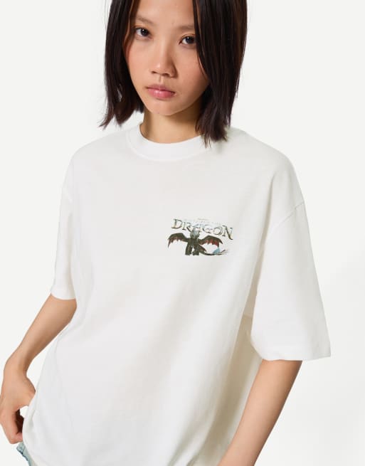 Bershka How To Train Your Dragon print short sleeve t-shirt in