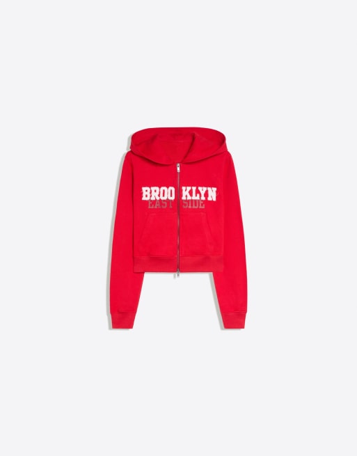 Bershka hættetrøje med patch i rød, 5 af 5