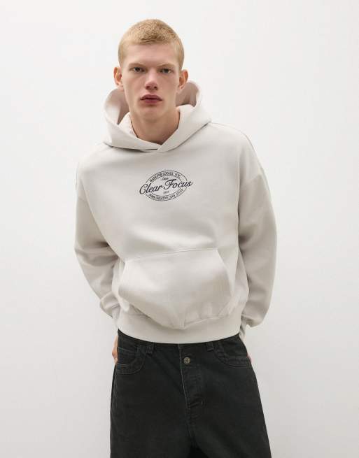 Bershka hættetrøje med print i råhvid, 2 af 5