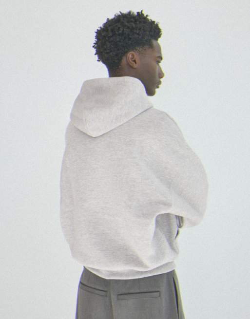Bershka hættetrøje med vasket effekt og print i lysegrå, 4 af 6