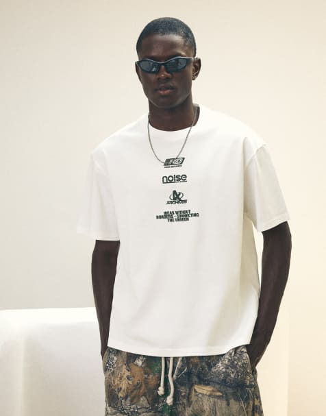 Bershka - Hvid afslappet T-shirt med print - view 1
