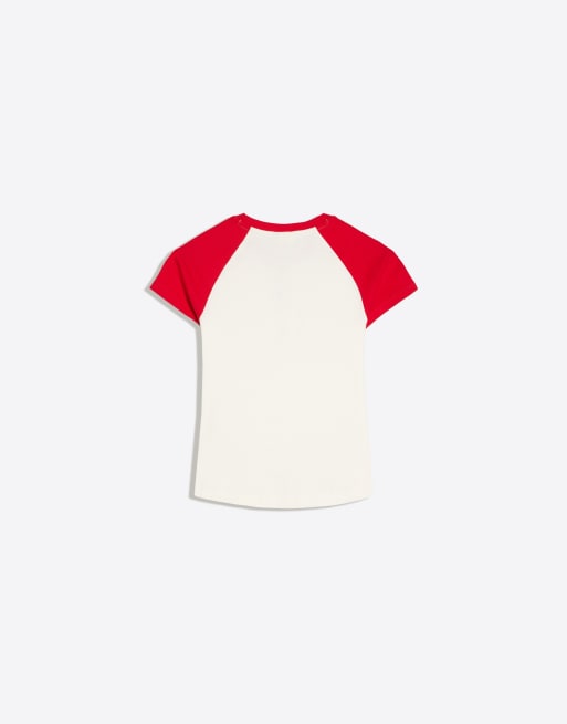 Bershka - Hvid figursyet T-shirt med raglanærmer, 5 af 5