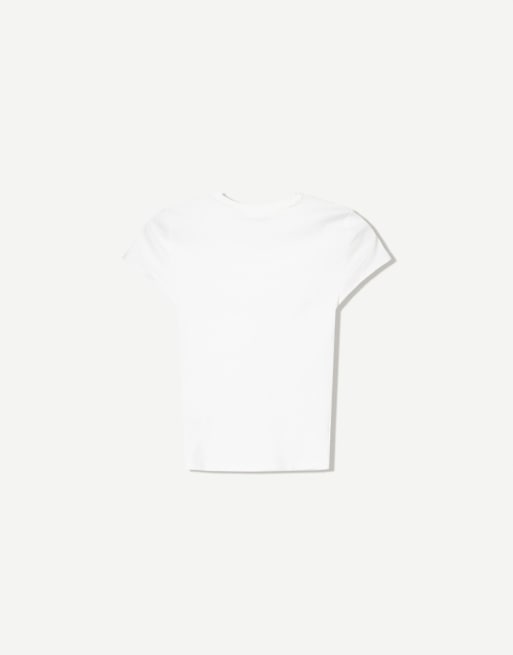 Bershka - Hvid kortærmet T-shirt med rund hals, 6 af 6