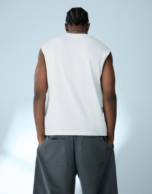 Bershka - Hvid ærmeløs basis-t-shirt, 2 af 4