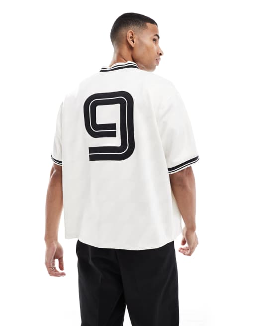Bershka - Hvid skjorte med kontrasterende kanter og retro-design, 2 af 4