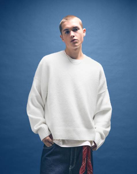 Bershka - Hvid strikket cropped trøje - view 1