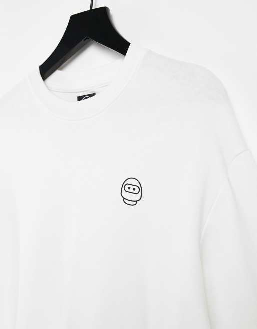 Bershka - Hvid T-shirt med firkantet pasform, 3 af 4