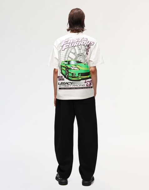 Bershka - Hvid T-shirt med korte ærmer og Fast & Furious-print - view 1