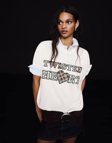 Bershka - Hvid T-shirt med korte ærmer og mærkedetalje - view 1