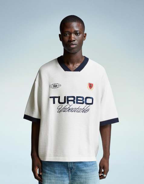 Bershka - Hvid T-shirt med korte ærmer og print - view 1