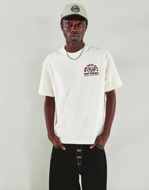 Bershka - Hvid T-shirt med korte ærmer og print - view 1