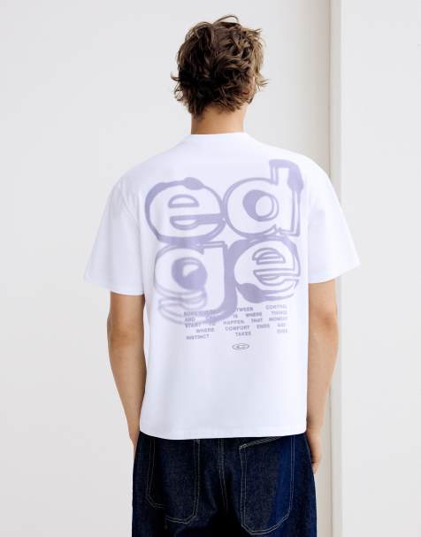 Bershka - Hvid T-shirt med korte ærmer og print - view 1