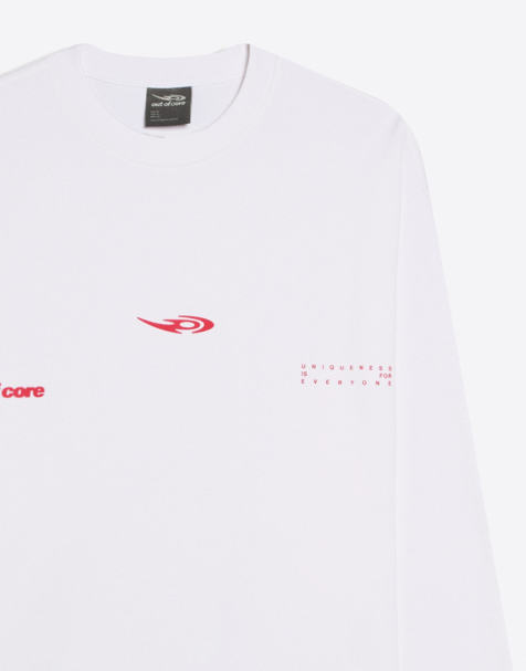 Bershka - Hvid T-shirt med lange ærmer og print - view 1