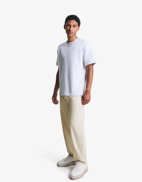 Bershka - Hvide og skræddersyede joggingbukser med lige ben - view 1