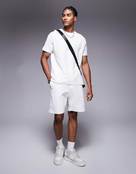 Bershka - Hvide shorts med vaffeltekstur - Del af sæt - view 1