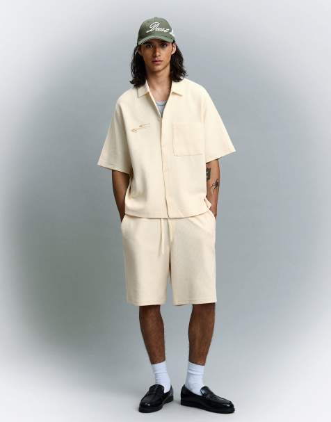 Bershka - Hvide skatershorts med vaffeltekstur - view 1