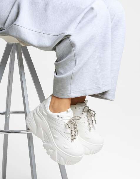 Bershka - Hvide sneakers med XL-plateausål - view 1